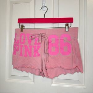 Y2K Victoria’s Secret PINK Love Pink Baby Pink Logo Lettuce Trim Lounge Short M